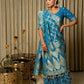River Blue Woven Banarasi Pure Georgette Bandhej Saree (Bandhani)