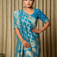 River Blue Woven Banarasi Pure Georgette Bandhej Saree (Bandhani)