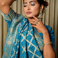 River Blue Woven Banarasi Pure Georgette Bandhej Saree (Bandhani)
